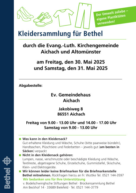 Kleidersammlung für Bethel 2025